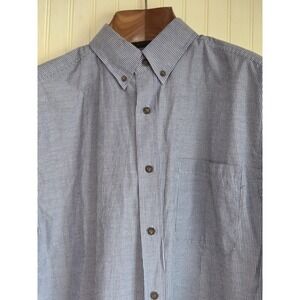 Nob Hill Shirt Mens Medium Blue White Stripe Button Down Long Sleeve‎ Casual